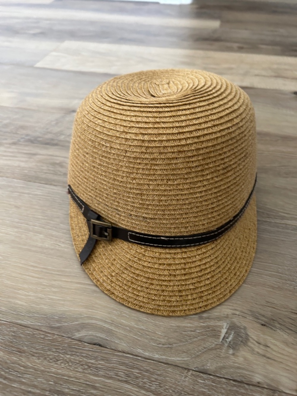 Nine West Tan Braided Straw Cloche Hat